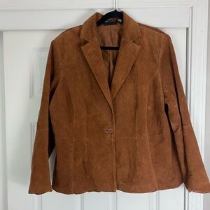 Leather camel brown 100% leather blazer jacket ￼